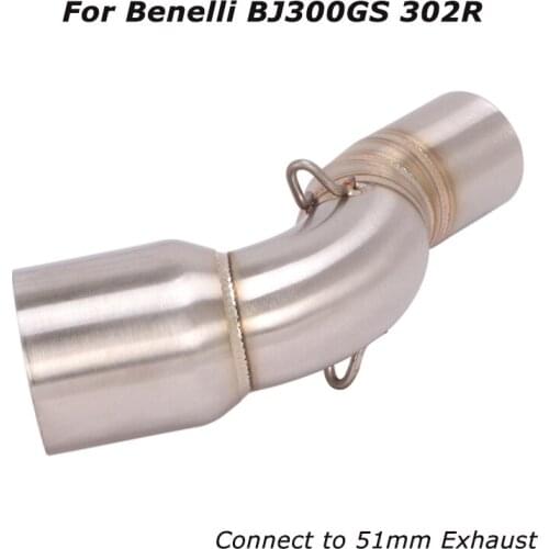 Slip for Benelli BJ300GS 302R Motorcycle Exhaust Muffler Mid Link Pipe Tube 51mm Stainless Steel