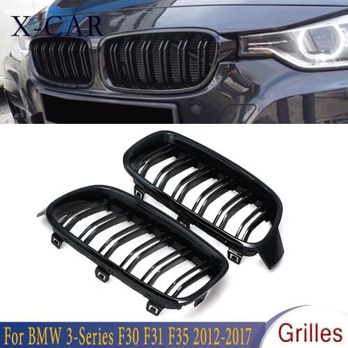 X-CAR 1 Pair Front Grille/grilles Kidney Double Slat Car Styling Gloss Front Black For BMW 3 Series F30 F31 F35 2012-2017