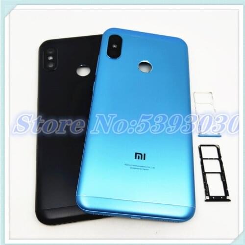 Original For Xiaomi Mi A2 Lite/ Redmi 6 Pro Battery Back Cover Rear Housing Metal Door Camera Glass Lens+Side Button+Sim Tray