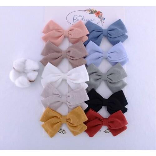 10 PCS Baby Girls Cotton Linen Hair Bow Fully Lined Clips Barrettes Toddler Kids Mom Hairbow Hairgrips Hair Bows Accessories