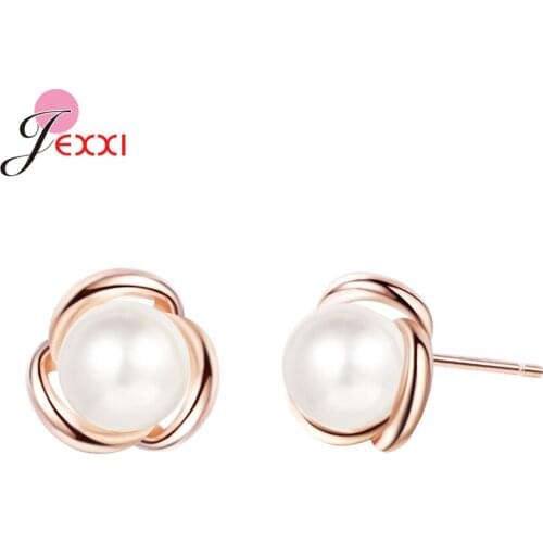 Factory Price Wholesale Fashion 925 Sterling Female Jewelry Luxury Rose Gold Water Pearls Stud Earrings For Women Wife Mom Nice