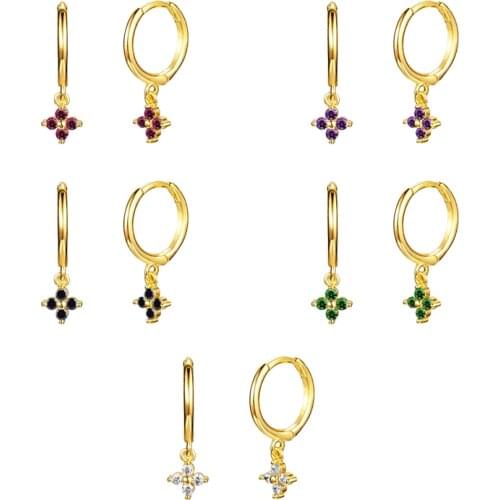 925 Sterling Silver Ear Bucklecrystal Flower Pendants Romantic And Elegant Hoop Earrings Jewelry For Ladies Birthday Gifts