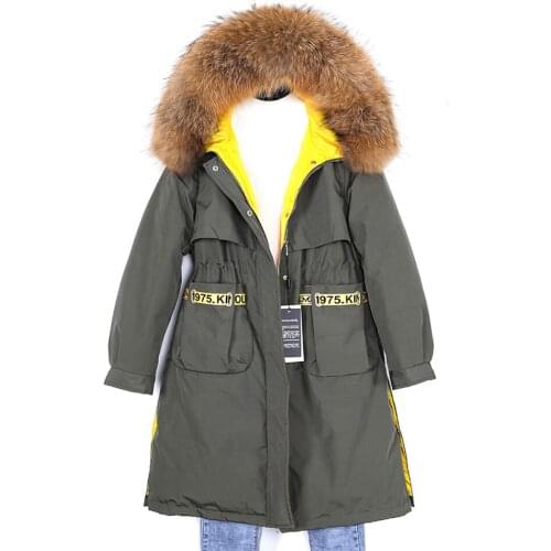 MAOMAOKONG winter new down jacket women outdoor parker style tooling large fur collar jacket