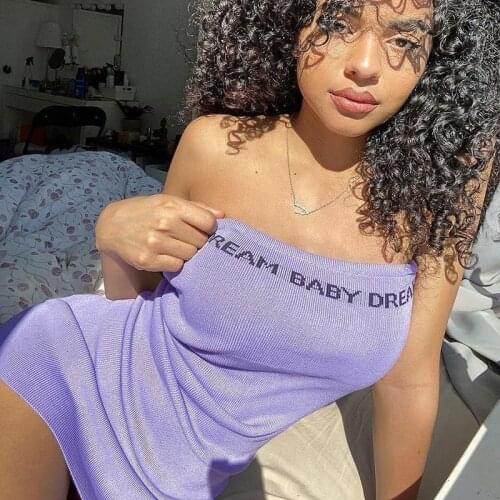 Women Knitted Mini Dress Sexy Strapless Letter Pattern Bodycon Dress Y2K Dress Street Wear women clothing High Street Dress