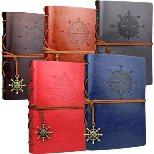 150 page/Set Retro Spiral Leather Notebook Diary Notepad Vintage Pirate Anchors PU Leather Notebook Refillable Diary Notepad