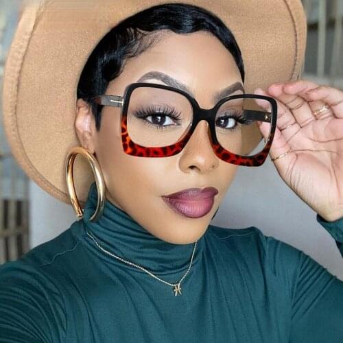 2021 Square Optical Frame Eyeglasses Women Men Fashion Glasses Frames Retro Leopard Clear Prescription Frame Lady