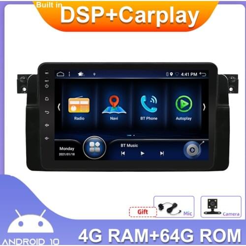 4GB+64GB For BMW E46 Car Radio Stereo DSP+Carplay Android 10 Wifi USB RDS Steering Wheel Control Mirror Link