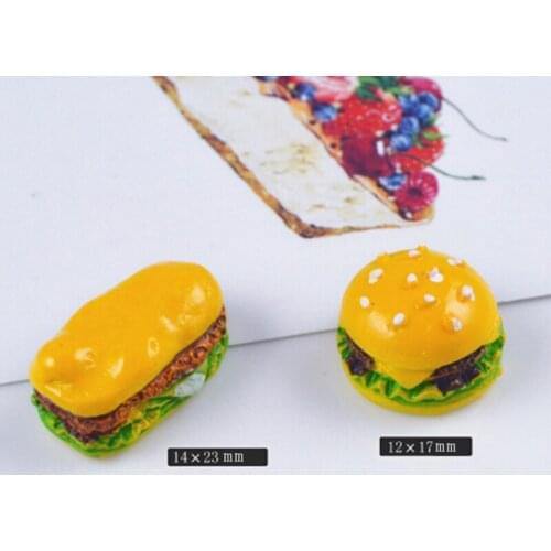 5pcs Resin Food Play Simulation Burger Scale Hamburger Resin Miniature Fake Food Accessory Kitchen Living Room Micro Landscape