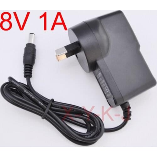 50PCS 8V1A AC 100V-240V Converter Adapter DC 8V 1A 1000mA Power Supply AU 2 Plug DC 5.5mm x 2.1-2.5mm