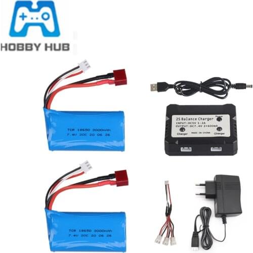 7.4V 3000mAh 2S Lipo Battery For Wltoys 144001 A959-B A969-B A979-B K929-B 12428 12423 10428 Q39 battery for RC cars toys parts