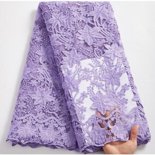 African Lace Fabric 2021 Purple Latest Hot Sale French Squins Tulle Sewing Diy Embroidery Fabrics Dresses For Women WeddingA2563