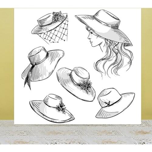 AZSG Hat Straw hat Clear Stamps/Seals For DIY Scrapbooking/Card Making/Album Decorative Silicone Stamp Crafts