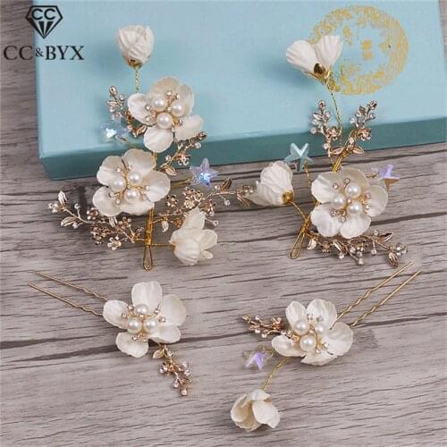 CC Hair Stick Hairpin Hairgrips 4pcs sets Wedding Hair Accessories For Women Bridal 100% Handmade Fashion Jewelry Hairwear 7150