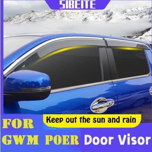 Car Door Visor For GWM POER Rain Shield Stainless steel window strip Decorative strip FREE SHIPPING