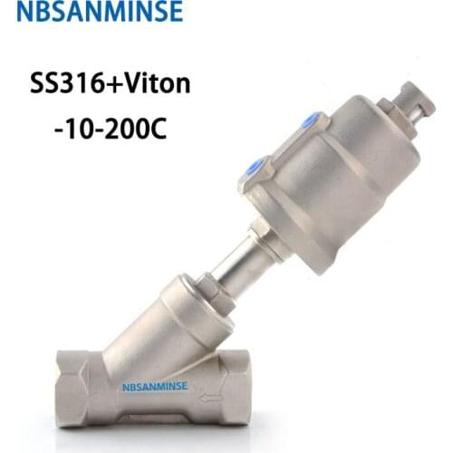 JDF 100S0NC6 - V 1-1/4 1-1/2 2 2-1/2 Angle Seat Valve Pneumatic Stainless Steel SS316 Valve With Viton Normally Close NBSANMINSE