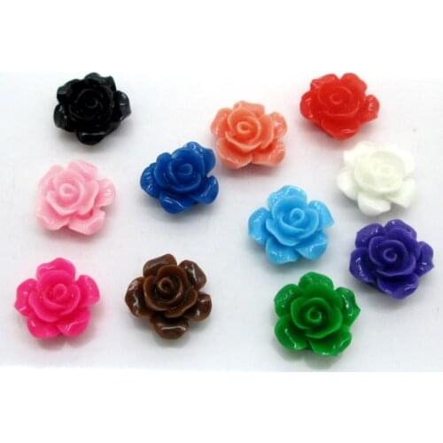 50Pcs Mixed Resin Rose Flower Decoration Crafts Flatback Cabochon Scrapbooking Fit Hair Clips Embellishments Beads Diy