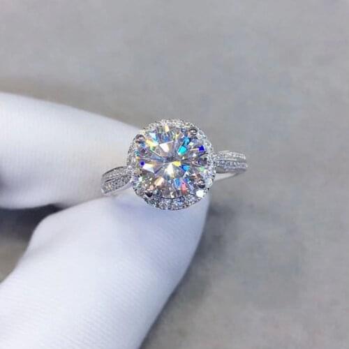 Passed Diamond Test 1Ct Super White D Color Cleaness VVS Moissanite Gem Ring 18K Platinum Perfect Cut Women Engagement Jewelry