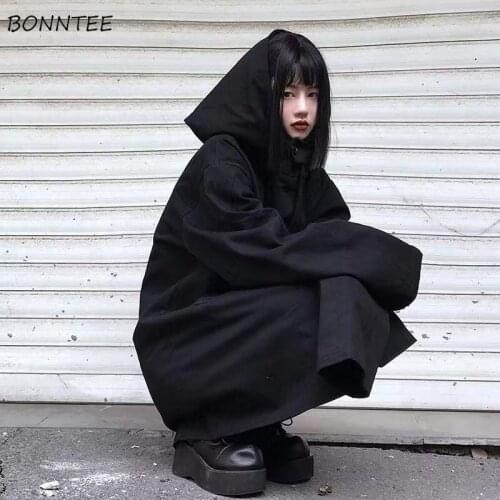 Oversized Jackets Women Long Sleeve Solid Single Breasted Loose Mujer Streetwear Autumn Casual Pockets Female Black Outwear Chic