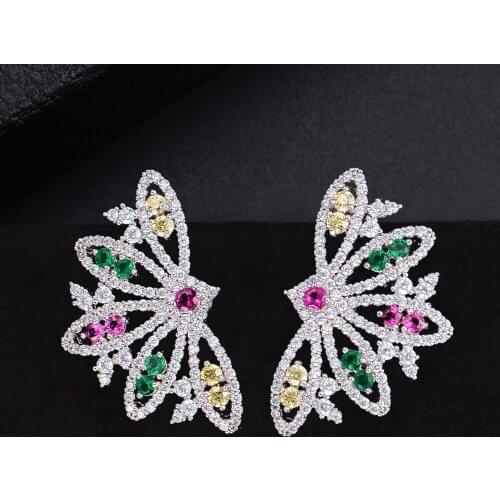 LARRAURI Cute korean indian Stud Earrings for Women Ear Jewelry Charms Colorful AAA Cubic Zirconia Butterfly Earrings Elegant
