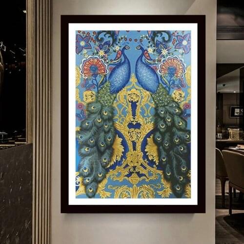 New Needlework 11CT DIY Precision Printing Cross Stitch Sets for Embroidery Kits Cross-Stitch Peacocks