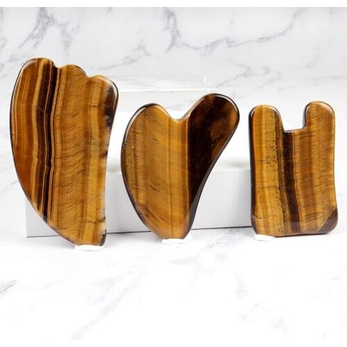 Face Care Massage Gua Sha Tool Set Natural Tiger Eye Crystal Mineral Stone Neck Body Massager Health Skin Product Scraper