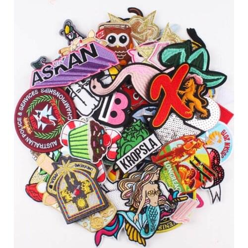 Nicediy Iron On Hippie Patches Cartoon Skull Punk Random Patches Cheap Embroidered Patches For Clothes Stripe Fabric Mix Parches