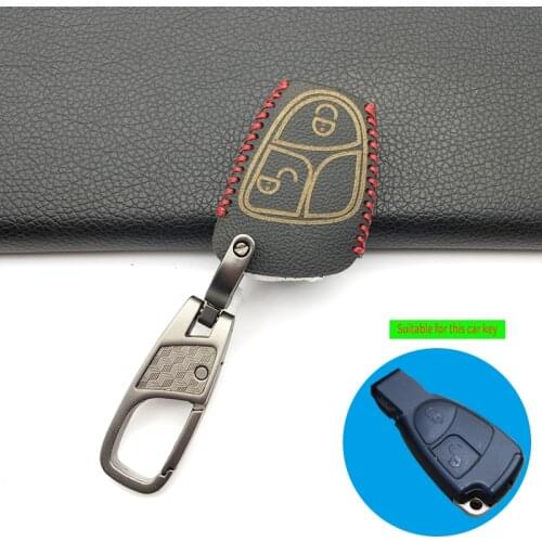 New hot sale 100% leather car key cover keychain case For Mercedes Benz W124 W202 W203 W210 W211 W204 Keyboard Remote Holder