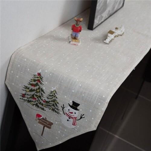 New Embroidered Snowman Table Runner For Christmas European Style Rectangular Table Runner Set cartoon Table Runner Set For Home