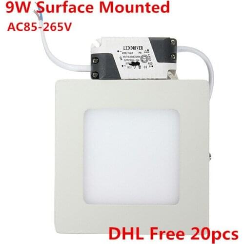 9W Surface Ceiling LED Light Square LED Panel light Downlight with driver Warm White/White/Cold White 20pcs/lot, DHL Free Ship