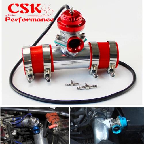 30PSI Blow Off Valve BOV +Type RS 2.5" Flange Pipe Adapter Silicone hose kit Black / Blue / Silver