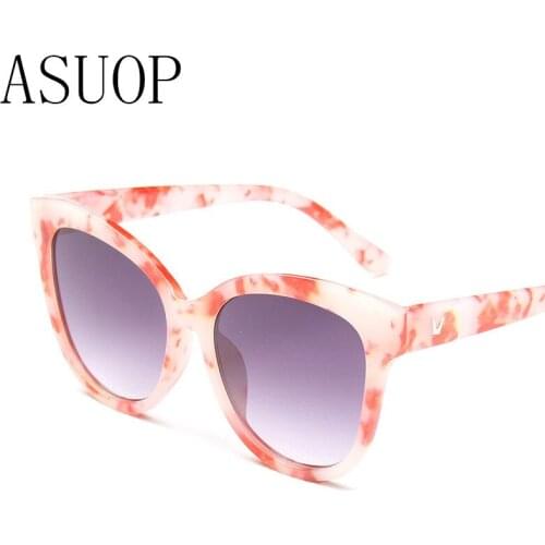 ASUOP new fashion ladies sunglasses classic retro brand design mens glasses imitation ceramic UV400 large frame sunglasses