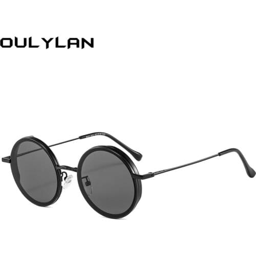 Oulylan Oversized Round Sunglasses Women Men Classic Brand Metal Sun Glasses Shades Ladies Eyewear UV400