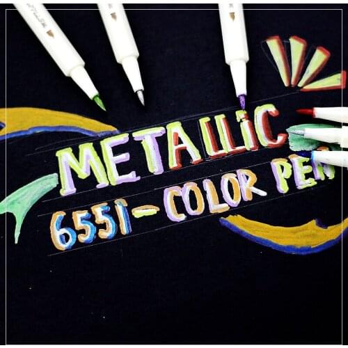 STA 10 pcs/Lot metallic color pen soft calligraphy brush for album scapbooking signature marker stationery school supplies