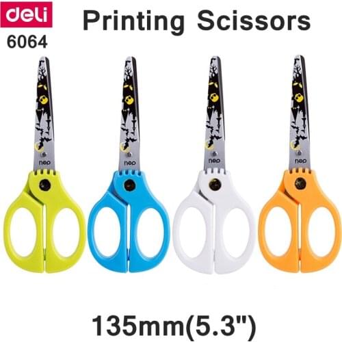 Deli 6064 Student Scissors 135mm(5.3') stainless scissors retail packing Printing scissors