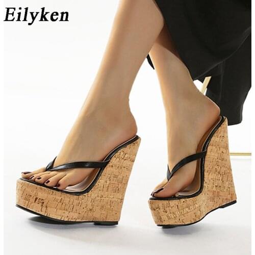 Eilyken Sexy Super High Heels Large Size 35-42 Platform Wedges Pinch slippers Mules Slippers Shoes Women Sandals
