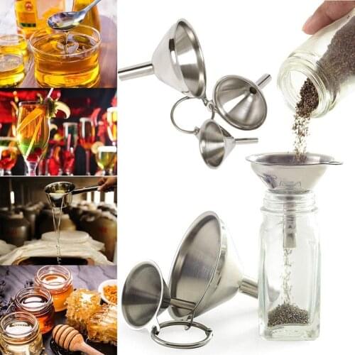 3PCS Stainless Steel Funnel Durable Oil Liquid Funnel Metal Funnel With Detachable Filter Wide Mouth For Canning Kitchen Tools