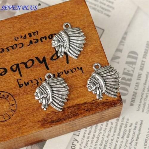 High Quality 20 Pieces/Lot 21mm*19mm Metal Indians Tribal leader Head Charms