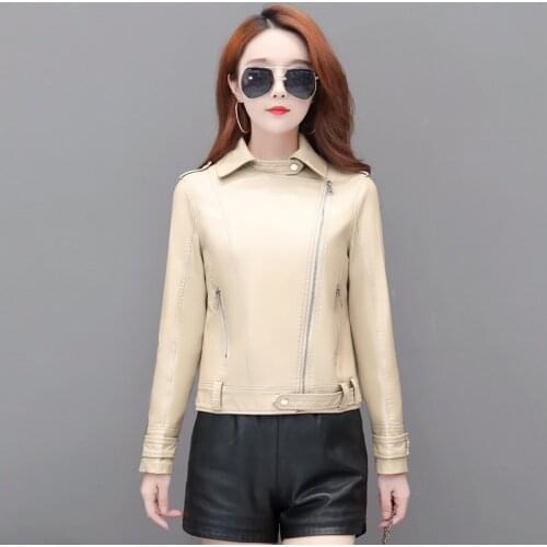 New Womens Faux Leather Jackets M-5XL Ladies Soft PU Leather Motocrycle Zipper Black Jacket Coat Streetwear Female Outerwear