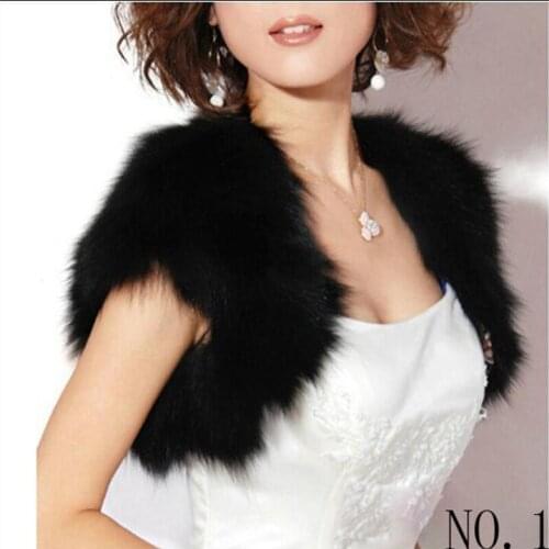 Winter Black Faux Fur Wedding Capes Wraps Ivory Faux Fur Bridal Jackets Bolero Sleeveless Wedding Coat