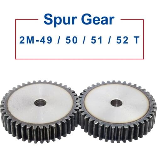 1 Piece spur Gear 2M49/50/51/52T Process Hole14/16 mm motor gear Low Carbon Steel Material pinion gear Total Height 20 mm