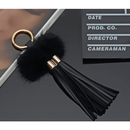 1PC Split Ring Mink Hair Tassel Jewelry Curtain Garments Decorative Accessories DIY Key Cell Phone Bag Fringe Tassels Pendants