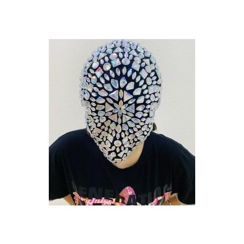 16 kinds of style Rivet Headgear Black Rhinestone Mask Black full mask flash drill bar gogo performance Party cosplay helmet