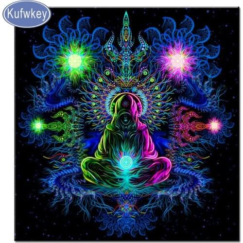 Kufwkey Diamond Embroidery mandalas Fireworks,Diamond Painting crystal,Cross Stitch mosaic puzzles,full square,buddha,wall art