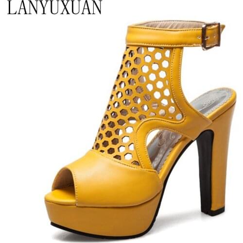 LANYUXUAN Big Size 30- 50 Sandals Cool boots Platforms Fashion Dress Women Party Wedding Shoes woman Sexy High Heels Pumps 3356