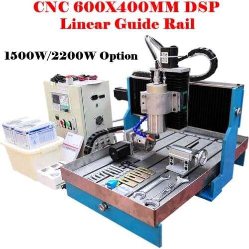 DSP CNC 6040 Offline Router 600x400mm 4 Axis 2200W Double Spindles Linear Guide Rail Steel Table Aluminum Metal Engrave Machine