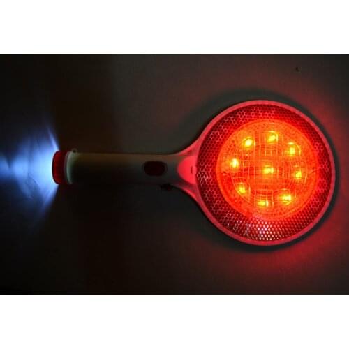 Two-Way Rechargeable Handheld LED Traffic Sign Stop Light Lamp Car Indicator Warning Sign Baton Flashlight
