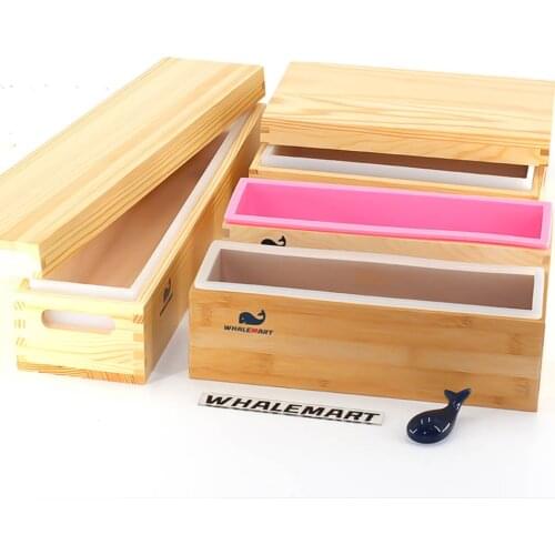 5 Size Rectangle Loaf Soap Mold Soft Silicone Liner With Wood Box For DIY Cold Process Making Supplies Tools