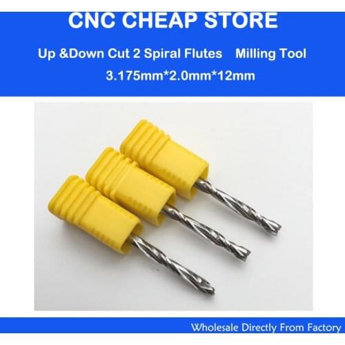 3PCS AAA UP &DOWN Cut 3.175x2x12mm Two Flutes Spiral Mill Tool Cutters for CNC Router, Compression Wood End Mill Cutter Bits