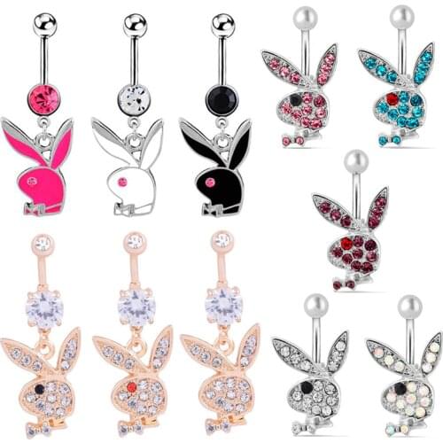 JINGLANG Trendy Pendant Cute Rabbit Belly Button Rings Sexy Body Pars Navel Piercing Fine Jewelry Wedding Jewelry