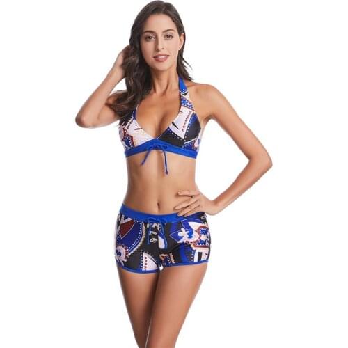 Beach Volleyball Bikini Sets Halter Women Swimwear Summer Tankini Sexy Solid Push Up Padded Trunks quick dry 2020 beach sport